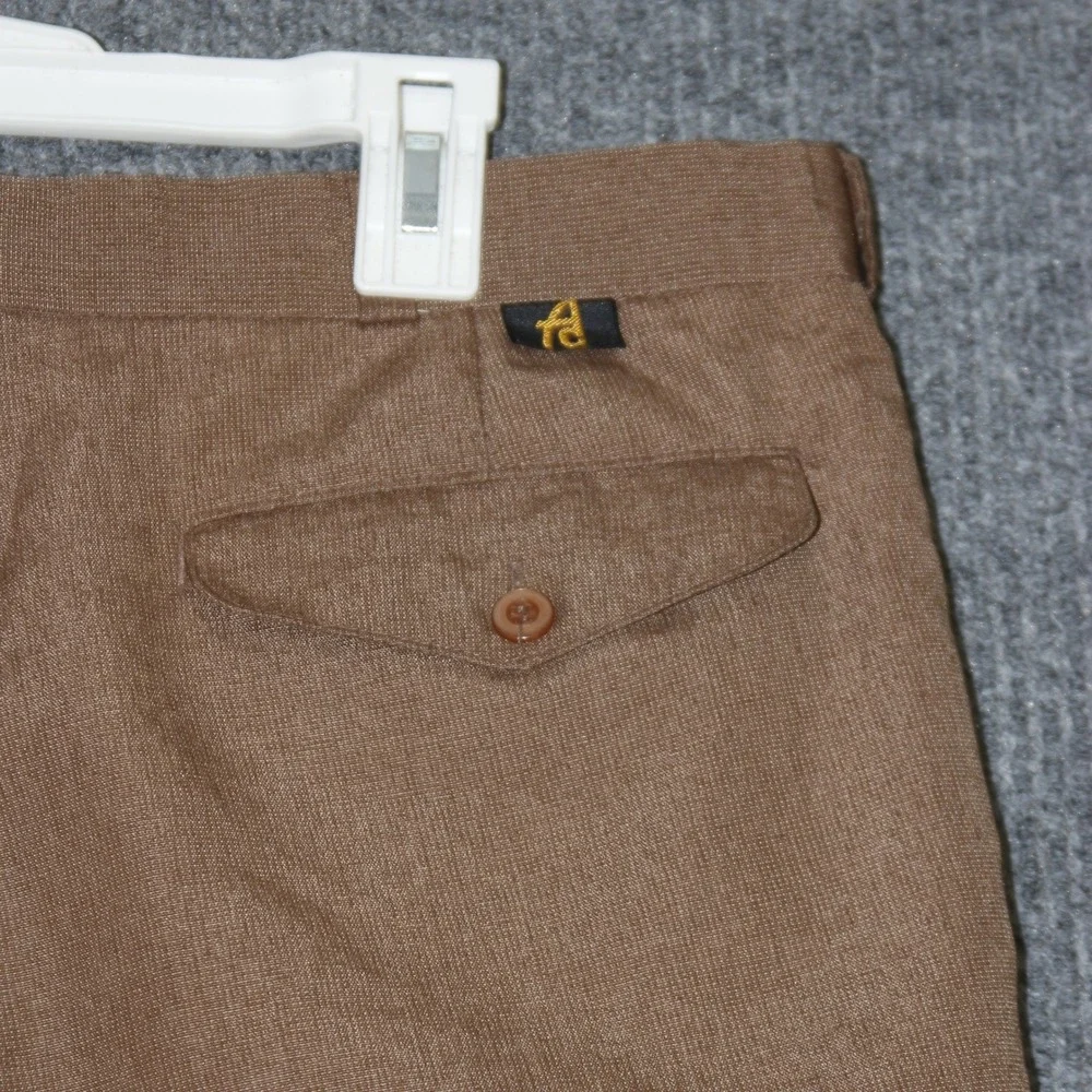VTG Atlas Mens Trousers Brown Pleated Flat Front Pants Size‎ 33 Classic Tailored